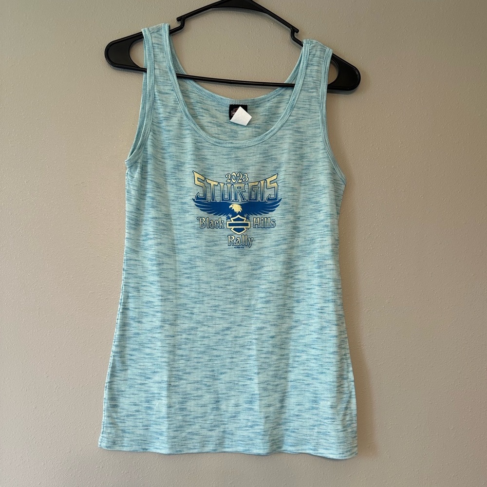 ❤️Harley-Davidson Light Blue Sleeveless Top - Picture 2 of 6